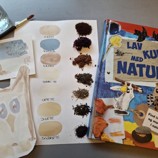 Foto af bogen Lav kunst med naturen samt prøveark