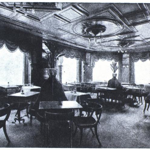 Interiør i café Bernina i slutningen af 1800-tallet.