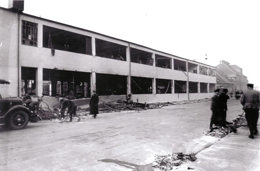 Foto af Hartmanns maskinfabrik på Nørrebro efter sabotageaktionen i 1943