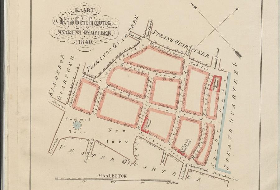 Kort over Snarens Kvarter fra 1840